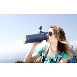 IDEUS Water Bottle 40oz Navy Blue Insulated Stainless Steel with Leak Proof Lid